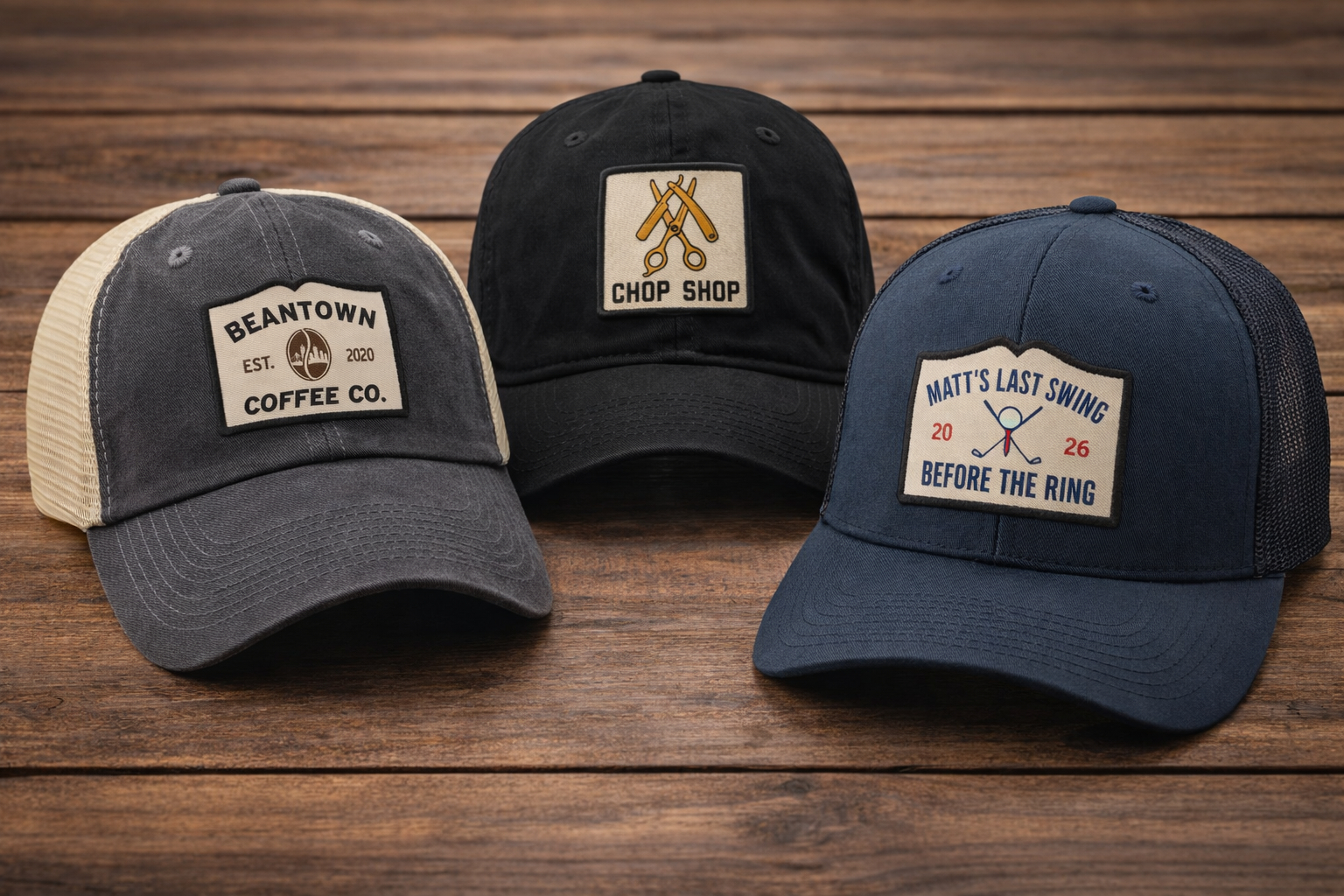 Custom hat preview in homepage hero section.